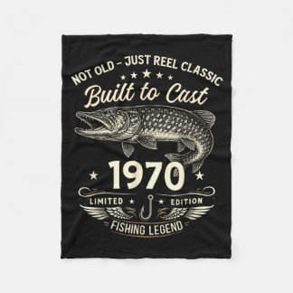 56th Birthday Fishing Gift Men Original 1970 Lied Fleece Blanket