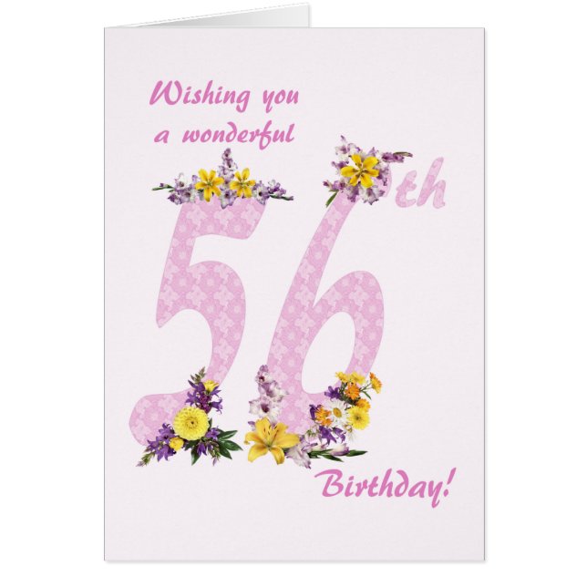 56th Birthday Flower Decorated Numbers (Front)