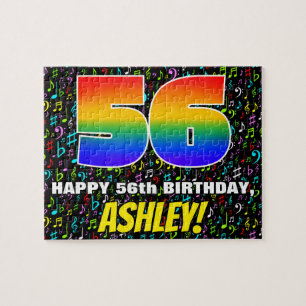 56th Birthday — Fun, Colourful Music Symbols & “56 Jigsaw Puzzle