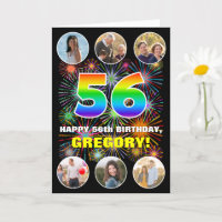 56th Birthday: Fun Rainbow #, Custom Name & Photos
