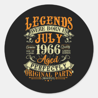 56th Birthday Gift 56 Years Old Legends Born In Classic Round Sticker