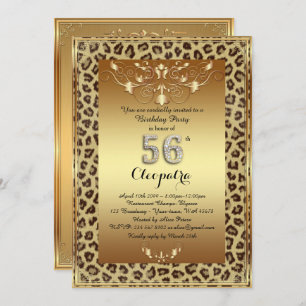 56th, Birthday Party 56th, Royal Cheetah gold plus Invitation