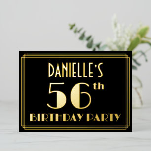 56th Birthday Party: Art Deco Look “56”, w/ Name