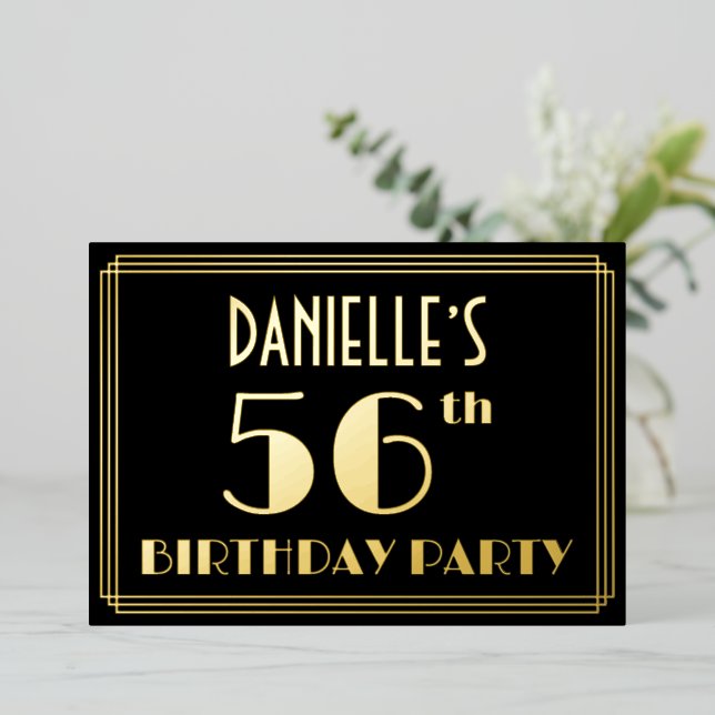 56th Birthday Party: Art Deco Look “56”, w/ Name (Standing Front)