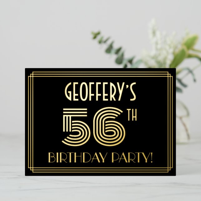 56th Birthday Party — Art Deco Style “56” + Name (Standing Front)