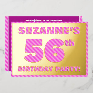 56th Birthday Party — Bold, Fun, Pink Stripes # 56