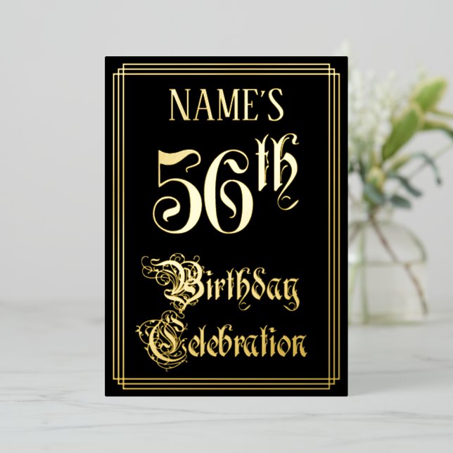 56th Birthday Party — Fancy Script & Custom Name (Standing Front)