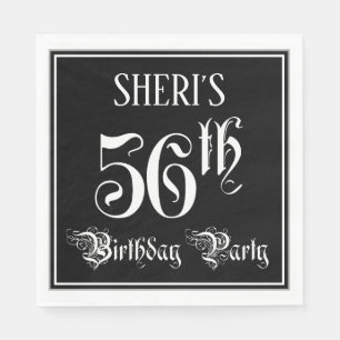 56th Birthday Party — Fancy Script + Custom Name Napkin