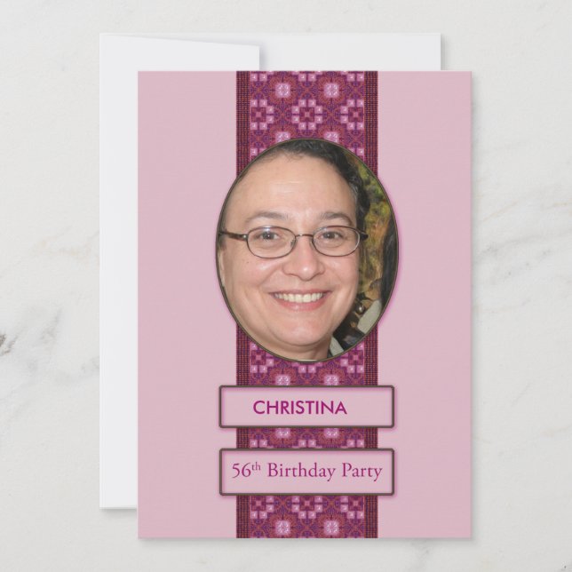 56th Birthday Party Invitation Picture and Name (Front)