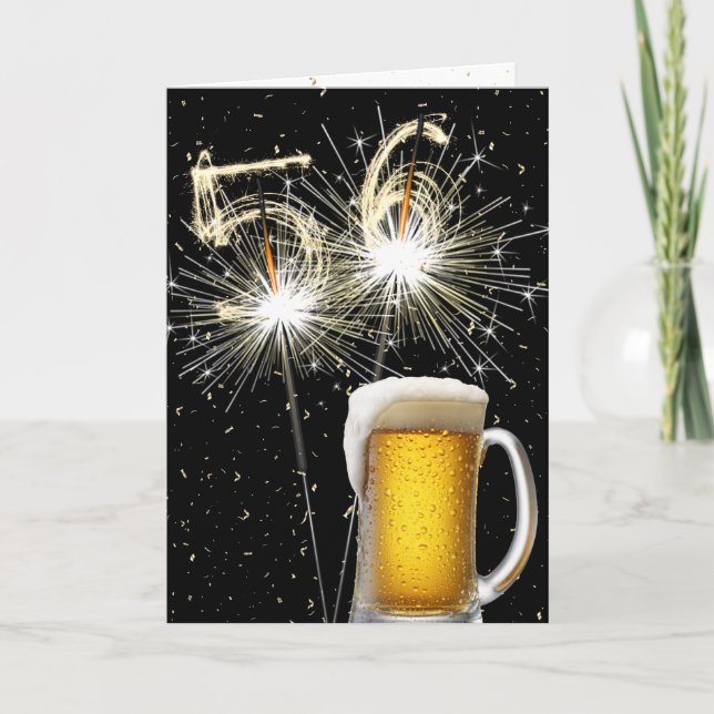 56th Birthday Sparklers With Beer Mug Card (Front)