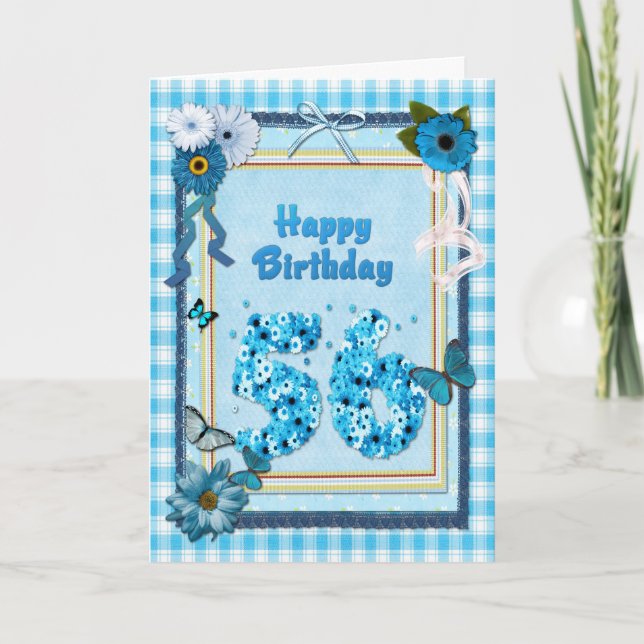 56th  Birthday with a scrapbook effect Card (Front)
