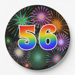 56th Event - Fun, Colorful, Bold, Rainbow 56 Paper Plate