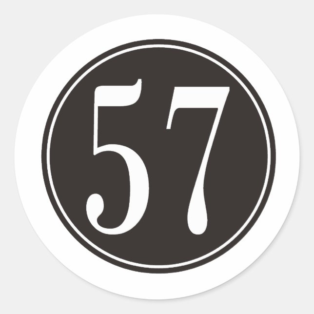 #57 Black Circle Classic Round Sticker (Front)