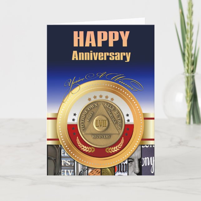 57 Year AA Anniversary Coin You're A Winner Award Card (Front)