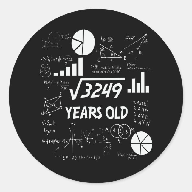 57 Year Old Bday Math Teacher 57th Birthday Gift Classic Round Sticker (Front)