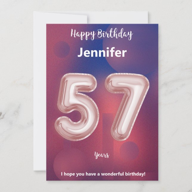 57 year old Happy Birthday card (Front)