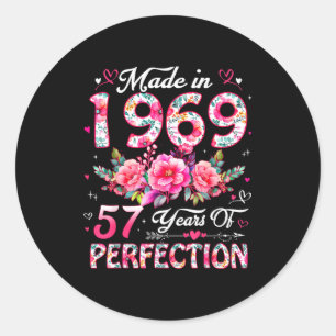 57 Year Old Made In 1969 Floral 57th Birthday Wome Classic Round Sticker