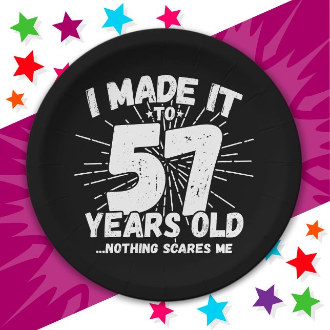 57 Year Old Sarcastic Meme Funny 57th Birthday Paper Plate (Creator Uploaded)