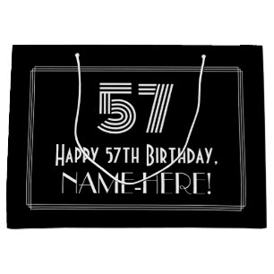 57th Birthday — Art Deco Inspired Look "57" & Na Large Gift Bag
