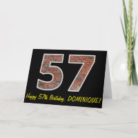 57th Birthday - Brick Wall Pattern "57" w/ Name