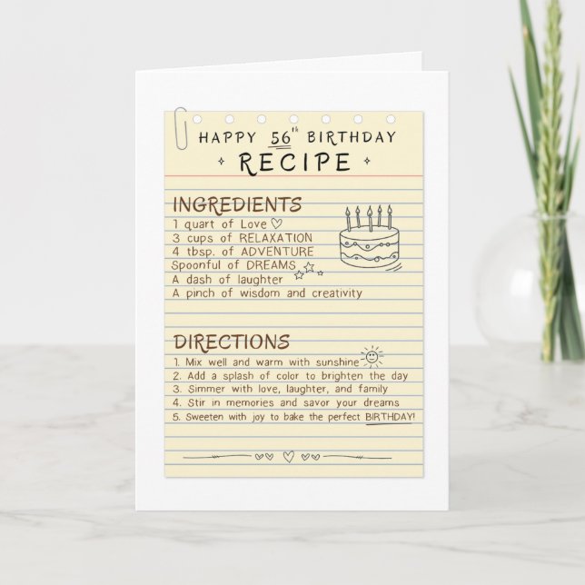57th Birthday Card For Mum or Daughter (Front)