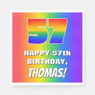 57th Birthday: Colourful, Fun Rainbow Pattern # 57 Napkin