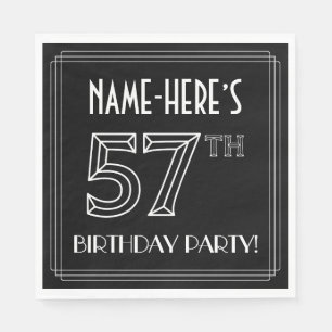 57th Birthday Party: Art Deco Style + Custom Name Napkin