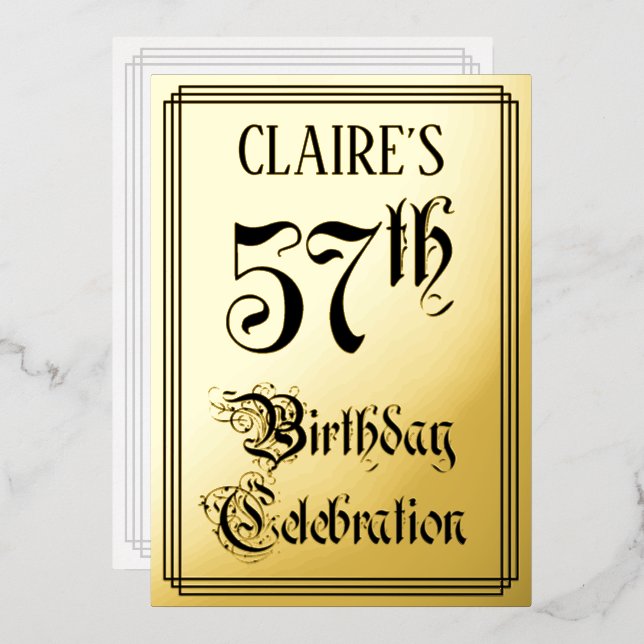 57th Birthday Party — Elegant Script + Custom Name (Front/Back)