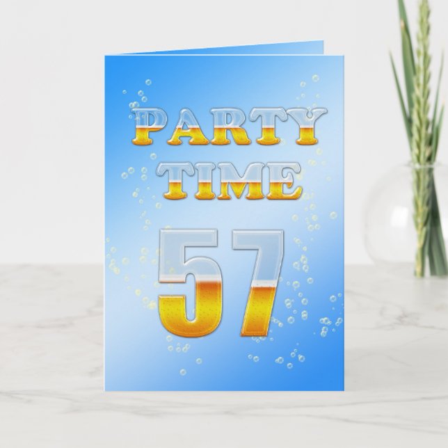 57th birthday party invitation with lots of beer (Front)