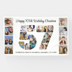 57th Birthday Party Number 57 Photo Collage Banner