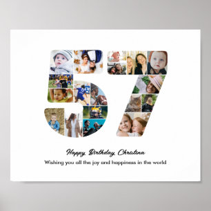 57th Birthday Party Number 57 Photo Collage Poster