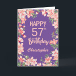 57th Birthday Purple Pink Peach Watercolor Floral Card<br><div class="desc">57th Birthday Purple Pink Peach Watercolor Floral Birthday Card. For further customisation,  please click the "Customise it" button and use our design tool to modify this template.</div>