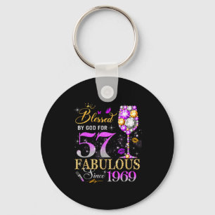 57th Birthday Queen Blessed God Bible Verse Key Ring