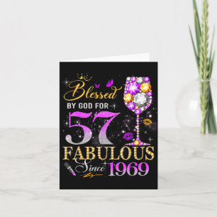 57th Birthday Queen Blessed God Card