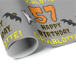 57th Birthday: Spooky Halloween Theme, Custom Name Wrapping Paper<br><div class="desc">This spooky and scary Halloween birthday themed wrapping paper design features a large number "57". It also features the message "HAPPY BIRTHDAY, ", plus a personalised name. There are also depictions of a ghost and a bat on the front. Wrapping paper like this might be a fun way to wrap...</div>