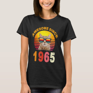 57th Birthday Vintage Cat Awesome Since 1965 T-Shirt
