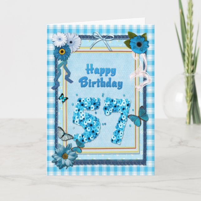 57th  Birthday with a scrapbook effect Card (Front)