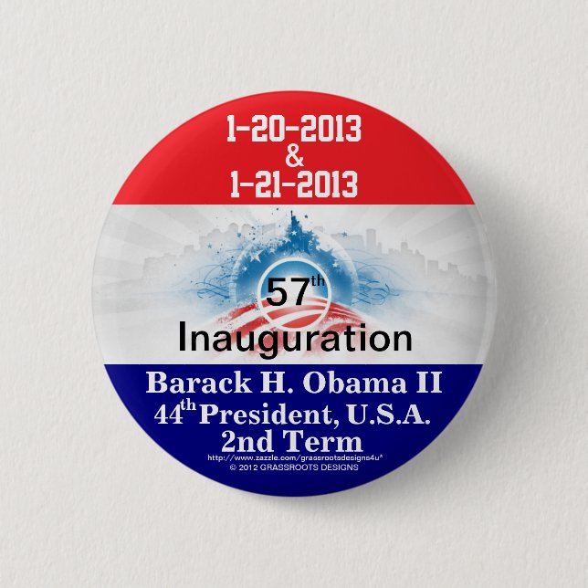 57th Inauguration President Barack H Obama II 2013 6 Cm Round Badge (Front)