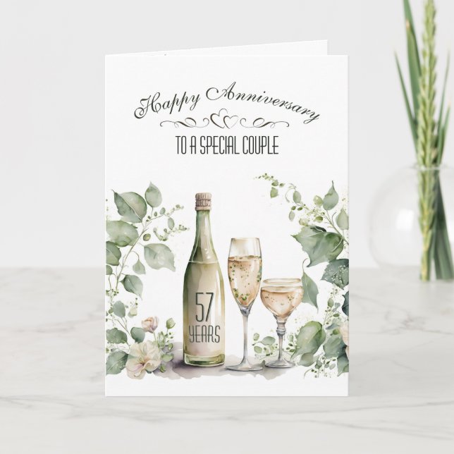 57th Wedding Anniversary Wine and Ivy   Card (Front)