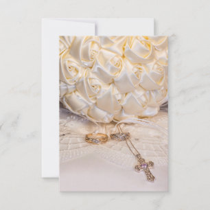 5807-Bouquet with Rings and Cross Invitation