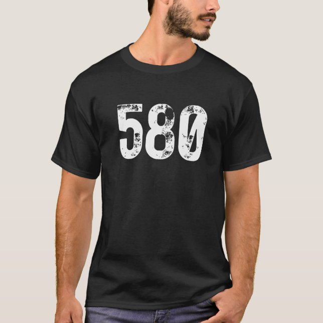 580 Area Code Lawton OK Mobile Telephone Area Code T-Shirt (Front)