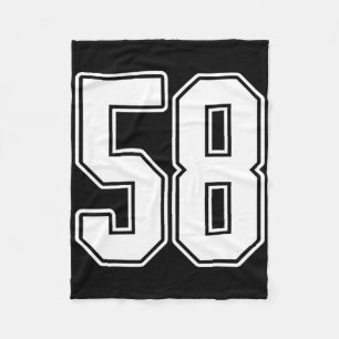 #58 White Outline Number 58 Sports Fan Jersey Styl Fleece Blanket