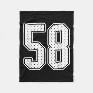 #58 White Vintage Number 58 Sports Fan Jersey Styl Fleece Blanket