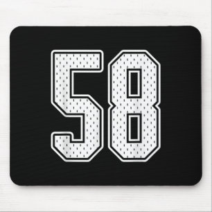 #58 White Vintage Number 58 Sports Fan Jersey Styl Mouse Pad