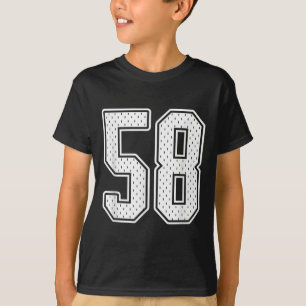 #58 White Vintage Number 58 Sports Fan Jersey Styl T-Shirt