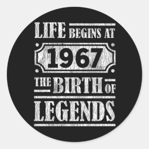 58 Year Old 1967 Birth Of Legend 58th Birthday Classic Round Sticker