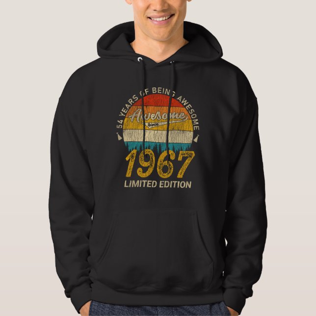 58 Year Old 1967 Retro Awesome 58th Birthday Gift Hoodie (Front)
