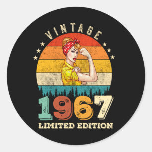 58 Year Old Bday 1967 Vintage 58th Birthday Women Classic Round Sticker