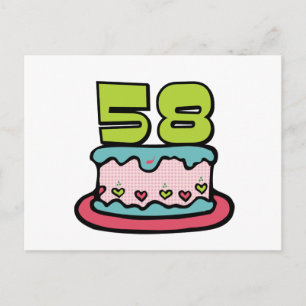 58 Year Old Birthday Cake Postcard