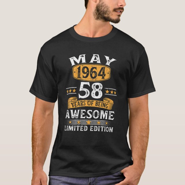 58 Year Old Gifts May 1964 Limited Edition 58Th Bi T-Shirt (Front)